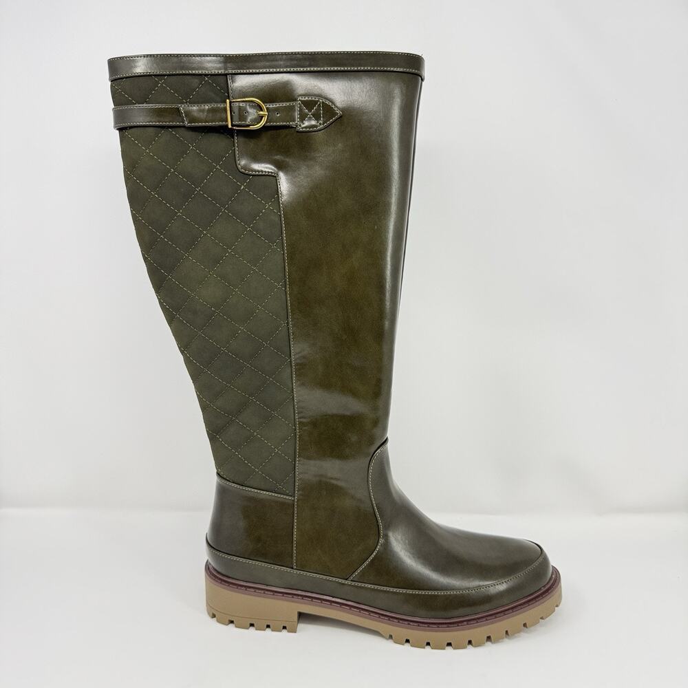 Journee Collection Zemmie Women’s 9.5M Wide Calf Olive Knee High Boots New